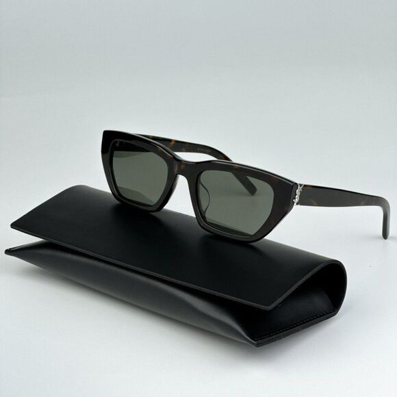 NEW Saint Laurent SLM127/F 002 Havana Green Cat Eye Women Sunglasses - Picture 2 of 13